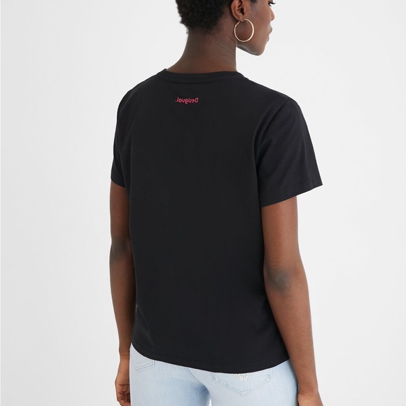 Desigual T-shirt hearts 100% cotton Size Large - Picture 7 of 10